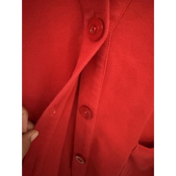 Appleseed's Cardigan Sweater Womens Medium Red V Neck Button Front Pockets Knit - Picture 3 of 7
